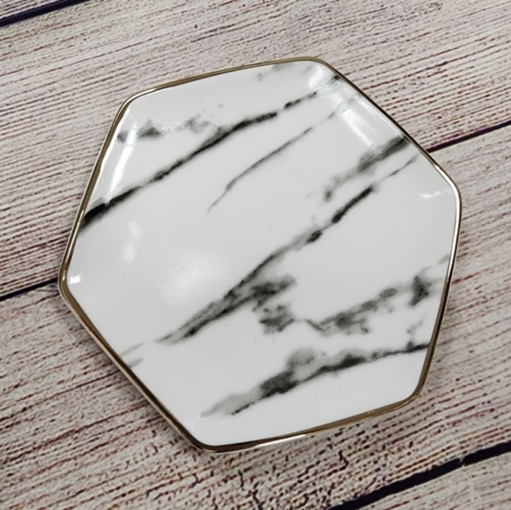 Pier 1 Black‎ & White Marble Porcelain Trinket Dish Tray